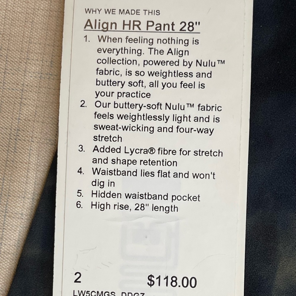 Lululemon Align High Rise leggings pants 28’’.
